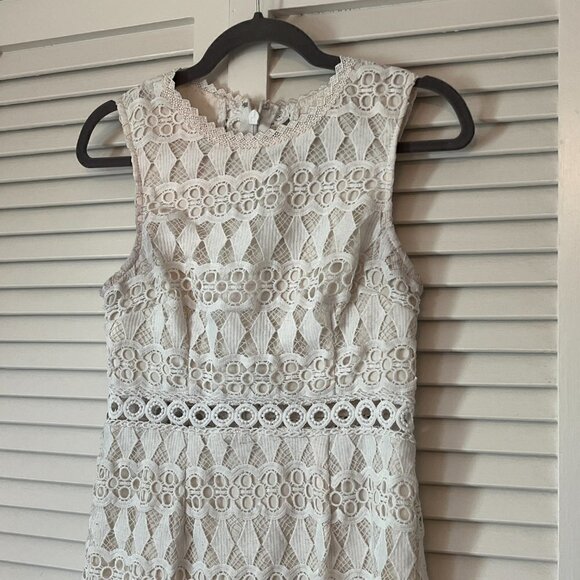 Lulus Kenna White Crochet Lace Sleeveless Bodycon Dress small - Picture 4 of 14